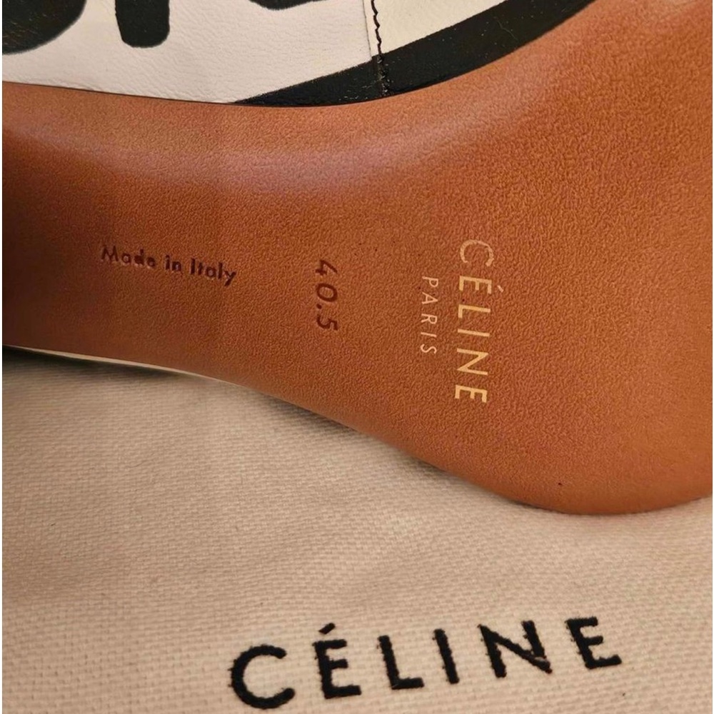 Céline NWB Op-Art V-neck leather pumps 40.5 NEW - Picture 7 of 8